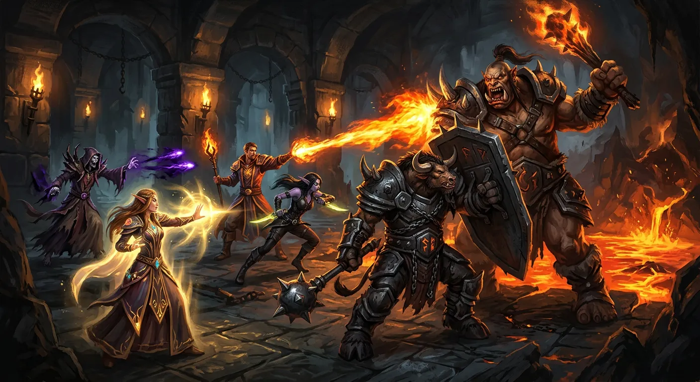 A WoW Forever party standing together at golden hour